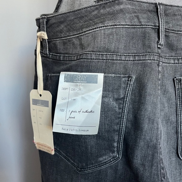 Saks Fifth Ave GRAY Skinny Denim Overall Casual Braces Jaeans Jumpsuit - Picture 10 of 13